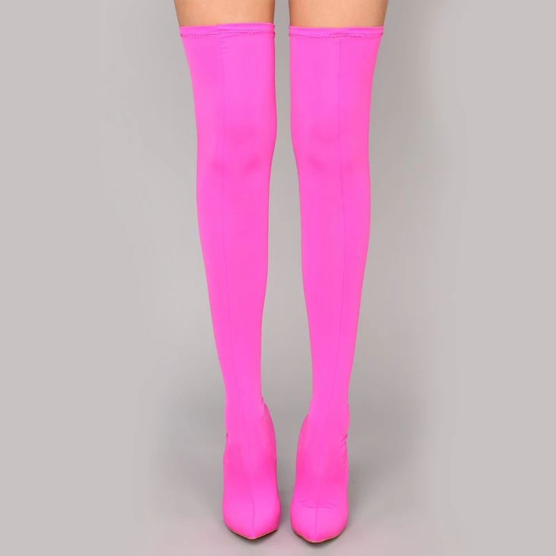 Fashion Color Customized Stretchy Lycra Sock Boots Pointy Toe Over-the-Knee Heel Thigh High Pointed Toe Women Boots Fashion Color Customized Stretchy Lycra Sock Boots Pointy Toe Over-the-Knee Heel Thigh High Pointed Toe Women Boots