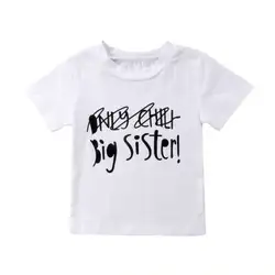 Pudcoco для маленьких девочек письмо Рубашка с короткими рукавами футболки с надписью «Big Sister» хлопковые белые футболки Детские костюмы