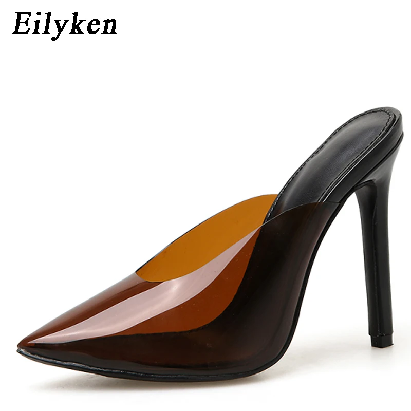

Eilyken Women's Pumps New Fashion Transparent High Heel Shoes Women Sexy Thin Heels Pointed Toe Mules Slides Pumps Show Shoes