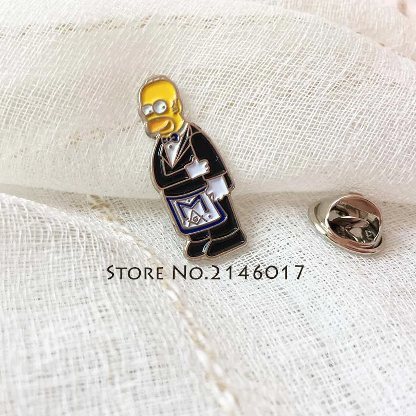 

10pcs Wholesale Soft Enamel Pins Badge Metal Craft Meme Gift Masonic Apron Lapel Pin Cartoon Simpsons Ceremonial Suit Brooch