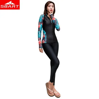 

SBART 2019 New Black Long Sleeve Front zipper Swimsuit For Women Full body Prevented Jellyfish Rash Guard Snorkeling Wetsuit
