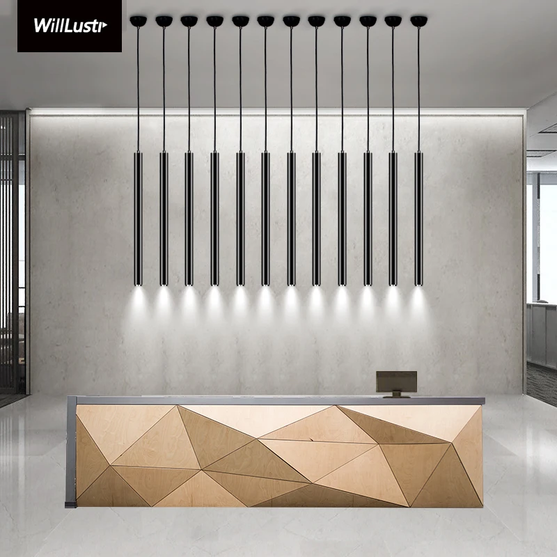 Pingente de Alumínio Moderna Lâmpada Suspensão Iluminação Pendurado Cilindro Lâmpadas Tubo Luz Branco Preto Minimalista Luzes Luxo Led