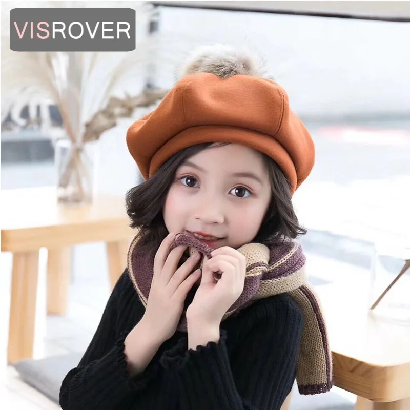 VISROVER/5 цветов новый осенне зимний теплый однотонный шерстяной берет для детей
