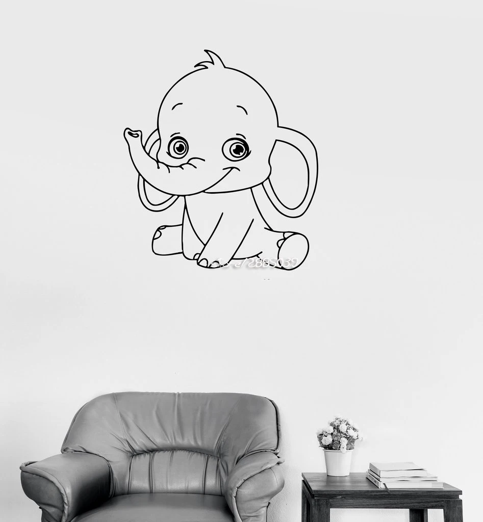 

Baby Elephant Cute Animal Wall Stickers Decor Baby Children Kids Room Wall Sticker E-co Friendly Vinyl Wallpaper Mural SA824