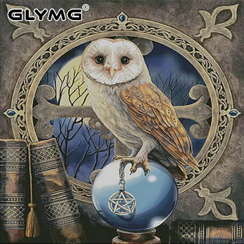GLymg Owl Earth Diamond Embroidery Full Square Rhinestone Animal Series Diamond Painting Cross Stitch Home Decor Mosaic Picture