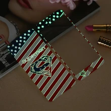 Glow in the dark luminous raised Superman Tempered Glass film Screen Protector back cover for iPhone