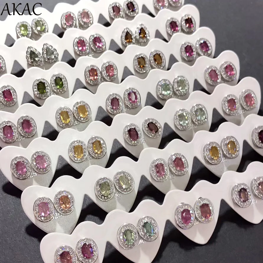 

Free shipping natural tourmaline stud earrings for women 2pairs/ set the best gift ever