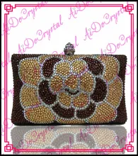 Aidocrystal handmade crystal gold big flower style women purse bag