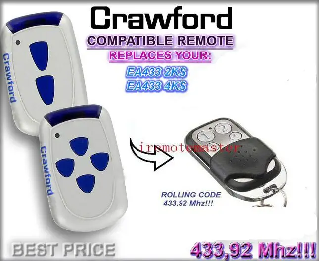 Crawford remote EA433 2KS,EA433 4KS replacement garage door remote control opener normstahl ea433 2km micro ea433 2ks ea433 4ks rcu 433 2 rcu 433 4 noo2800 remote control replacement