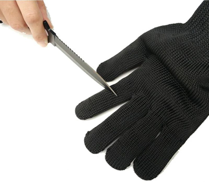 Анти-резки перчатки черные рабочие перчатки порезостойкие защитные Проволока из нержавеющей стали мясник Тактические Военные перчатки