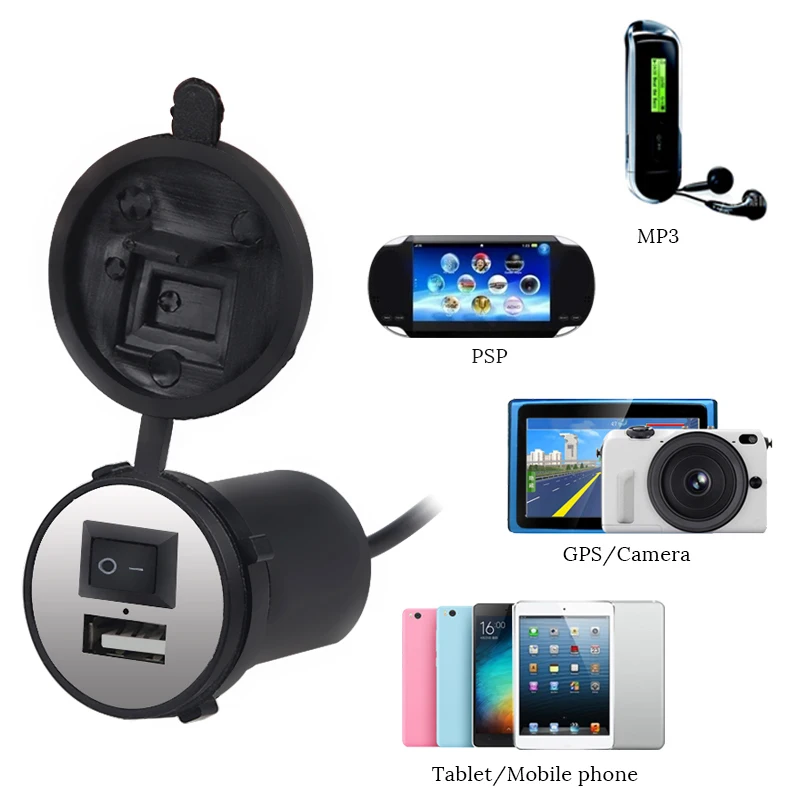 12v зарядное устройство USB для мотоцикла водонепроницаемая розетка прикуриватель