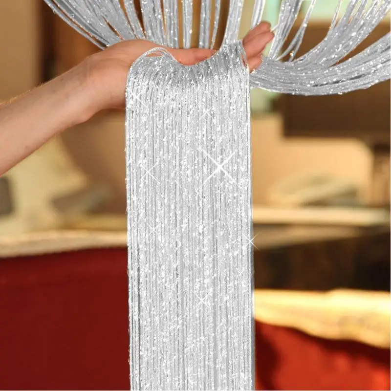 Fashion String Sparkle Curtains Patio Fly Screen Fringe Room Divider Door Window