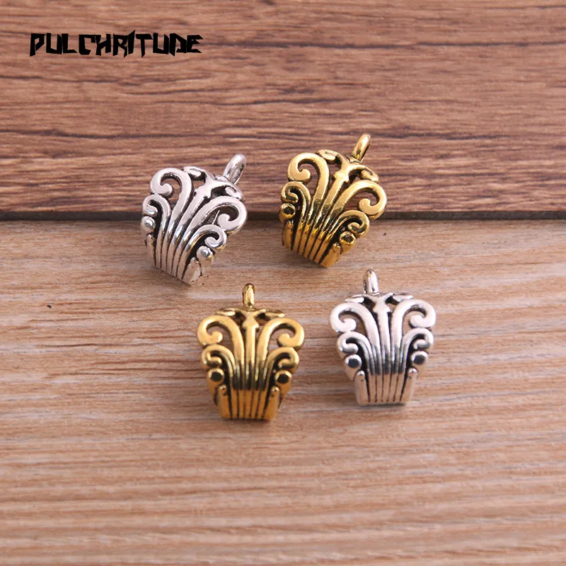 12Pcs 8*12*17mm Two Color Openwork Pattern Bead Spacer Charms For Diy Beaded Bracelets Jewelry Handmade Making | Украшения и