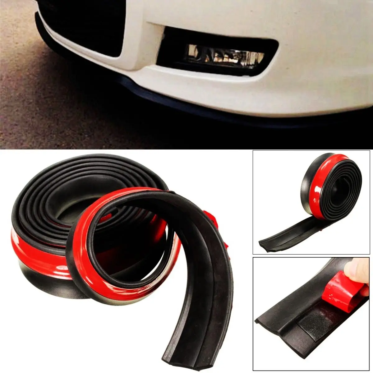 

2.5m Car Front Bumper Protection Sealing Strips Sticker Universal Auto Rubber front Lip Car Door Protector Rubber Strip