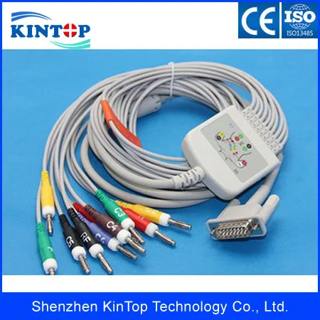 Compatible M3702C one-piece 12 Channel ECG Electrocardiogram Cable for Philip, 10 Leads IEC Banana 4.0 ends