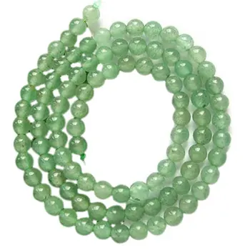 

LCLL-2 Pieces Artificial green round beads necklace Artificial Crystal Gemstone Strands Rings 4mm / 15.5 inches