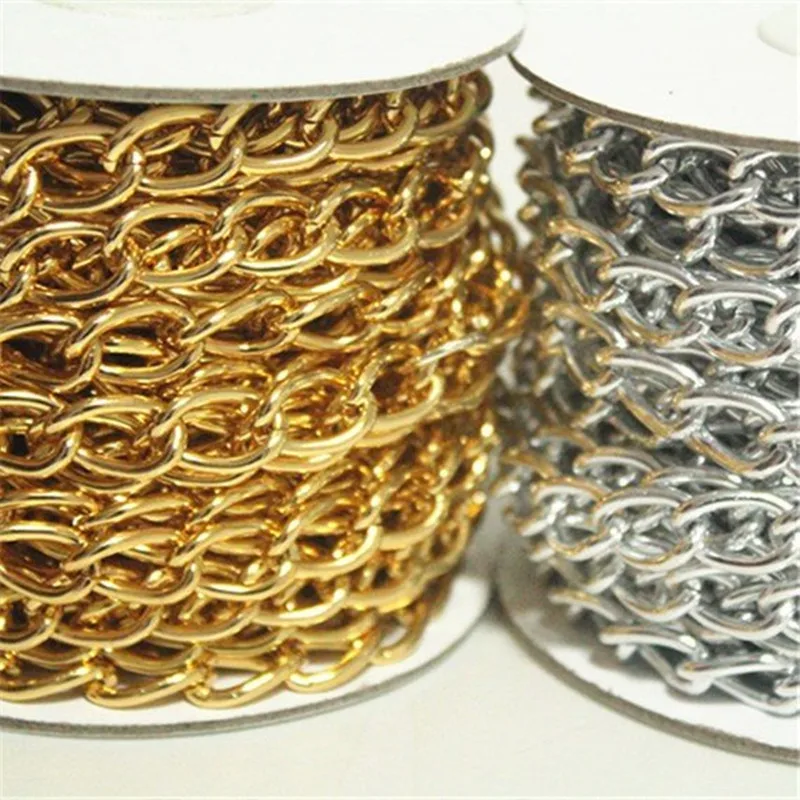 

1 Roll Gold Silver Cable Chain ,10yards Open Link Chain, per Link Size 14mmx9mm Jewelry Chain Free Shipping