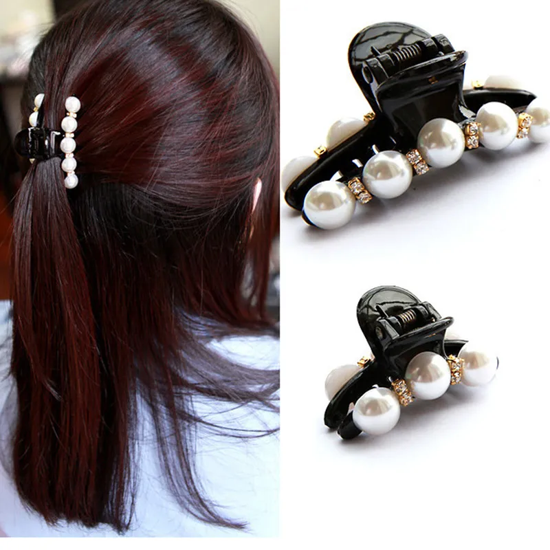 2017 New Fashion Crab Hair Hair Claws Imitation Pearl Lady Headwear Accessories for Women Hairpins Plastic