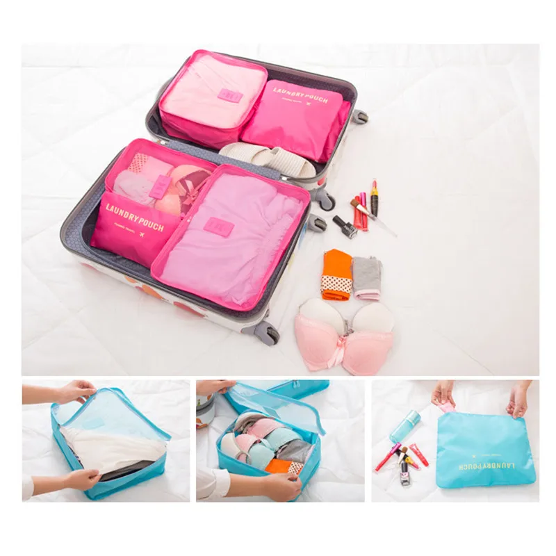 

6pcs/set Travel Storage Bag Portable Luggage Organizer Clothes Tidy Pouch Suitcase Packing Laundry Bags Home Closet Storage Case