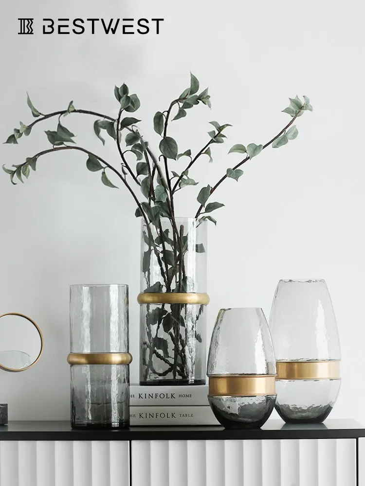 Легкая и роскошная стеклянная ваза прозрачная Декоративная Гостиная Современная простая украшение Скандинавская Бытовая ваза для цветов или