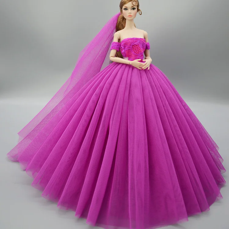 Платье+ вуаль/великолепные вечерние платья из вуали 15 цветов, наряд для 1/6, Xinyi Kurhn, Одежда для куклы Барби