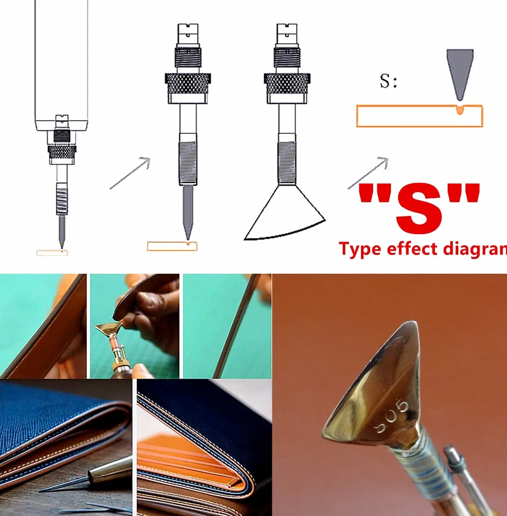 7 видов кожаного ремесла, электрическая машина для сгибания и окантовки, декоративный инструмент для припоя, наконечник утюга-Edger Creaser Groover Beveler Skiver