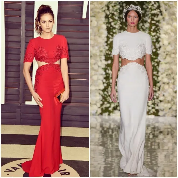 

vestido de festa celebrity prom dresses 2015 hot sexy O-Neck Sleeves appliques Formal gown red long Evening Dress free shipping