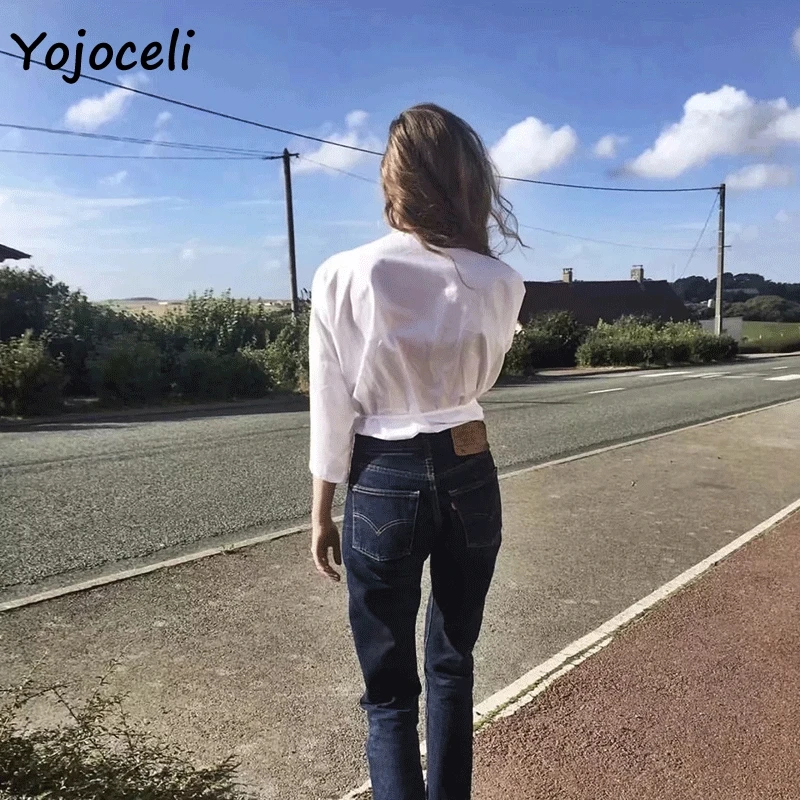 Yojoceli романтический французский стиль сексуальные белые женские блузки рубашки с