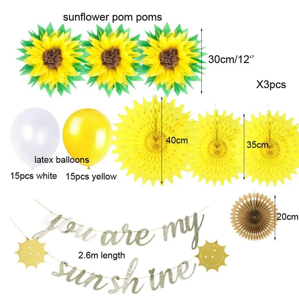 You Are My Sunshine Decoration Set Balloons Diy Paper Sunflower