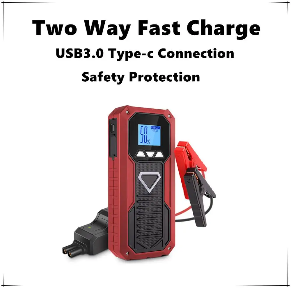 

2019 Jump Starter USB 3.0 Type C Two Way Fast Charge Multifunction Tool for 2.0 Diesel 5.0L Petrol Fresh Power Battery Booster