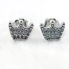 Реальные 925 пробы Серебряные серьги волшебный короны, серьги со шпилькой, для Для женщин Модные украшения амулеты «сделай сам», ювелирное изделие, E118