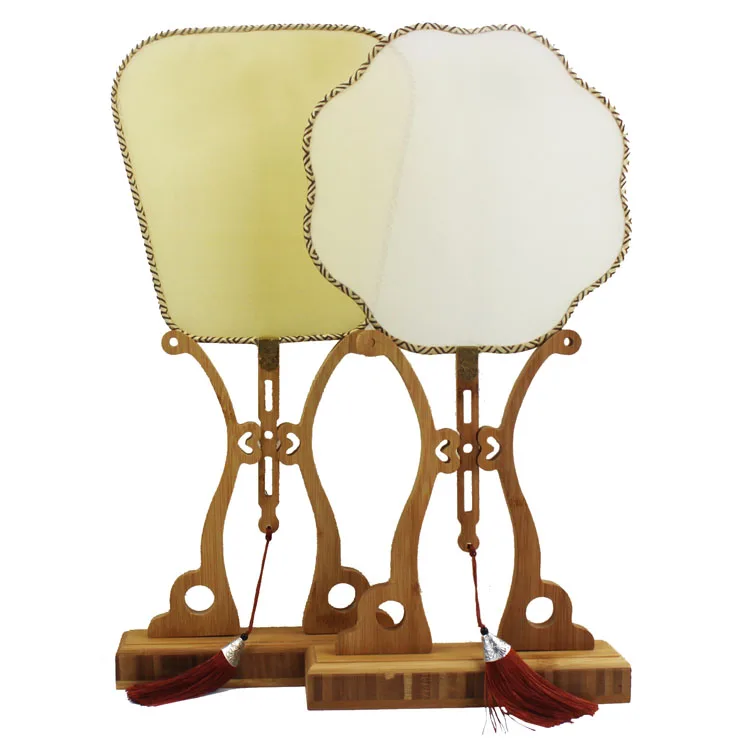

Vintage White DIY Blank Chinese Fan Traditional Craft Bamboo Handle Fan Natural Mulberry Silk Hand Fan Hand Painting Programs