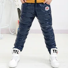 2016 Automne Hiver coupe-vent enfants Garçon fille velours chaud pantalon filles coton vers le bas de mode garçons Épaissir duvet de Canard pantalon