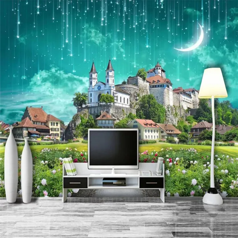 

Fantasy Castle Meteor Shower 3D Background Wall Professional Design Wallpaper Mural Custom Photo Wallpaper Wholesale