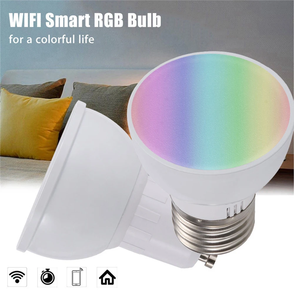 

6W WiFi Smart LED Light Bulb , GU10 E27 GU5.3 RGBW Dimmable Light Cup , Compatible with Alexa Google Home , Home Automation