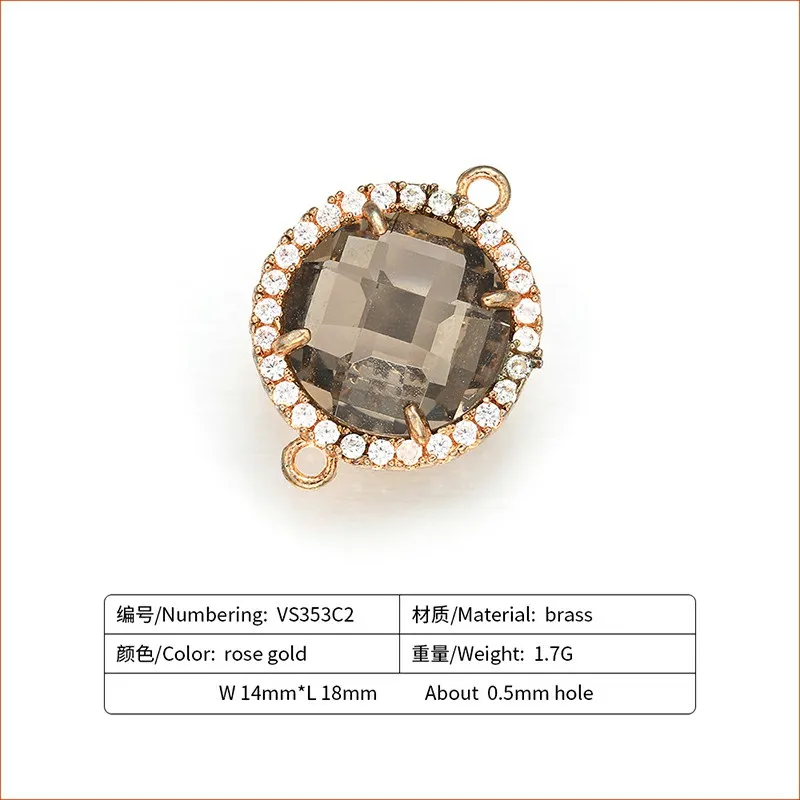 ZHUKOU 14x18 мм Красивые латунные круглые коннекторы с кристаллами из кубического циркония для ожерелья ручной работы, изготовление ювелирных изделий Модель: VS353 - Цвет: 3