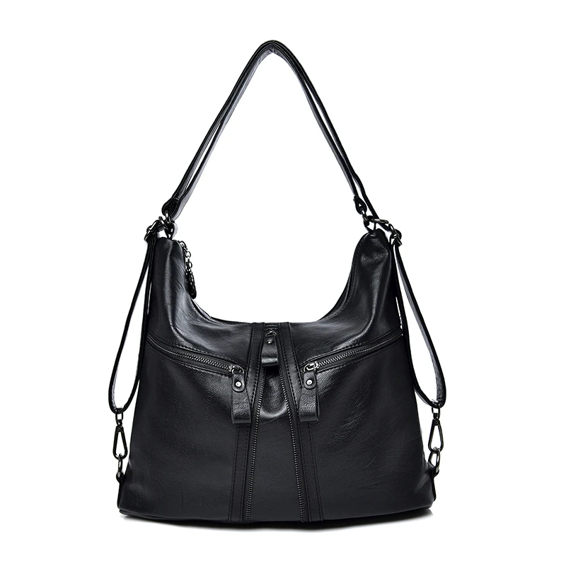 Large Capacity Female Hobos Bag High Quality Soft PU Oil Wax Leather