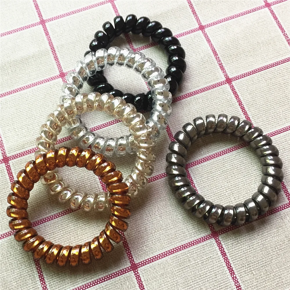 

Unisex Bracelet 5pieces Elasticity Telephone Wire Spiral Band Coil multi-role Bracelet Tie Hair band Ponytail Holder Scrunchies