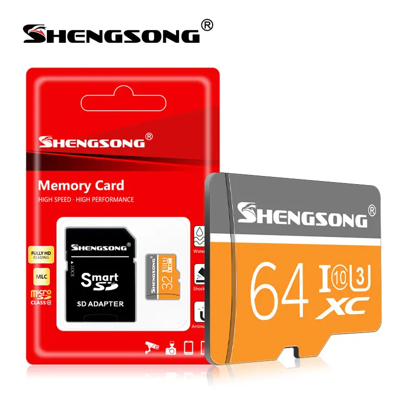 Купить 100% Оригинальные Shengsong Новый Micro SD card Class10 TF card16GB 32 ГБ, 64 ГБ и 128 ГБ 80 МБ с. карты памяти для samrtphone и настольный ПК