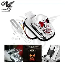 Chrome motorrad Zubehör marke harley schwanz bremsleuchte schädel Stil Galvanisieren splitter LED motorrad teile moto stop signal