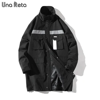 

Una Reta Windbreaker Jacket Men 2018 New Autumn Hip Hop Long Jacket Pocket design Casual Windbreaker Streetwear Brand Coat Mens