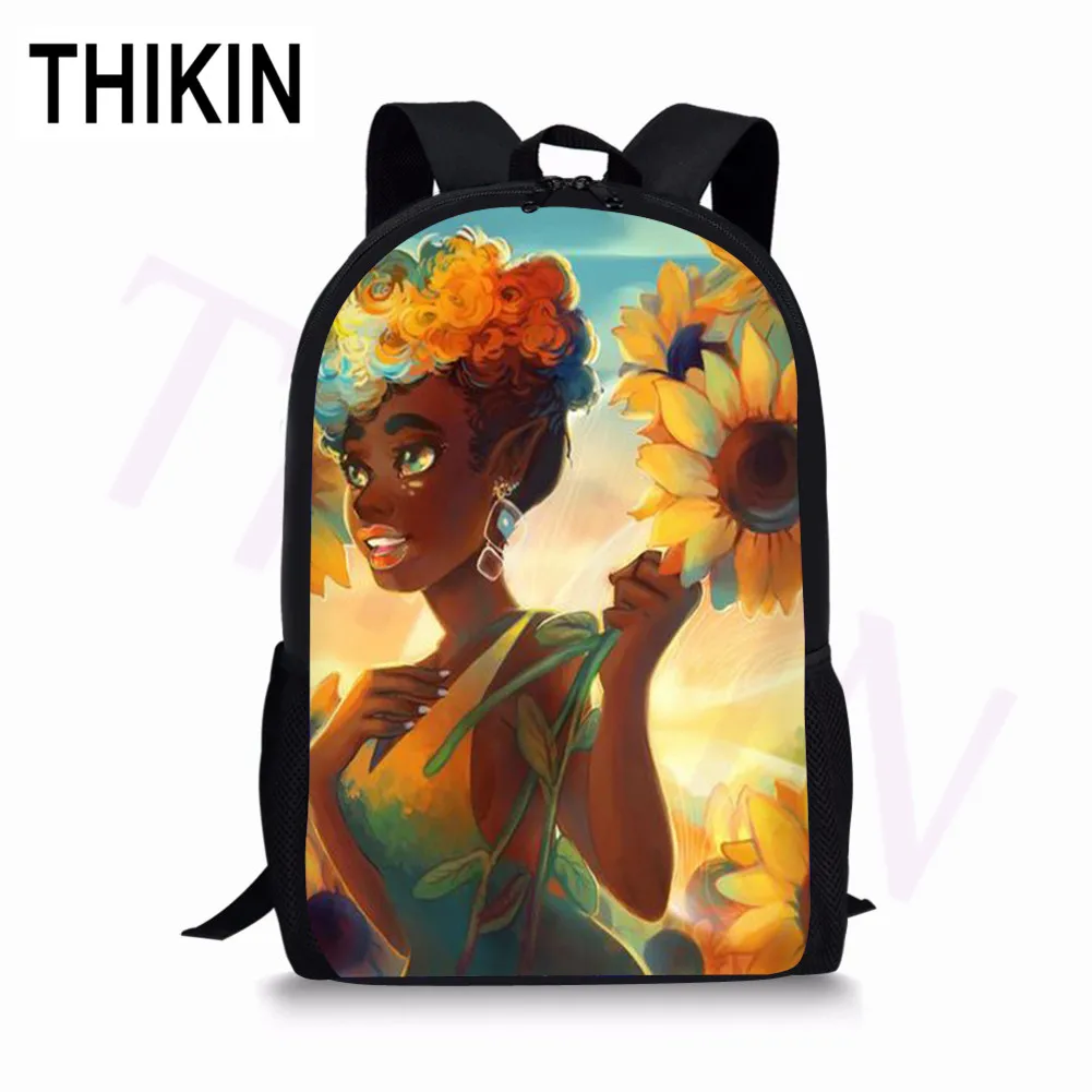 as picture THIKIN Magic африканские рюкзаки с персонажами мультфильмов для девочек, женские повседневные рюкзаки для девочек, 16 дюймов, детские школьные сумки - Цвет: as picture