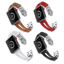 ALLOYSEED кожа Нержавеющая сталь Пряжка Смотреть Band ремешок для iWatch 1 2 3 замена Браслет ремешок для часов Ремешок для Apple Watch