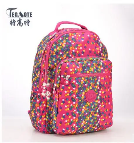 TEGAOTE Nylon Printing Backpack Women School Bags for Teenage Girls Cute Bookbags Vintage Laptop Backpack Female Sac A Dos 1321 bookbags-for-girls