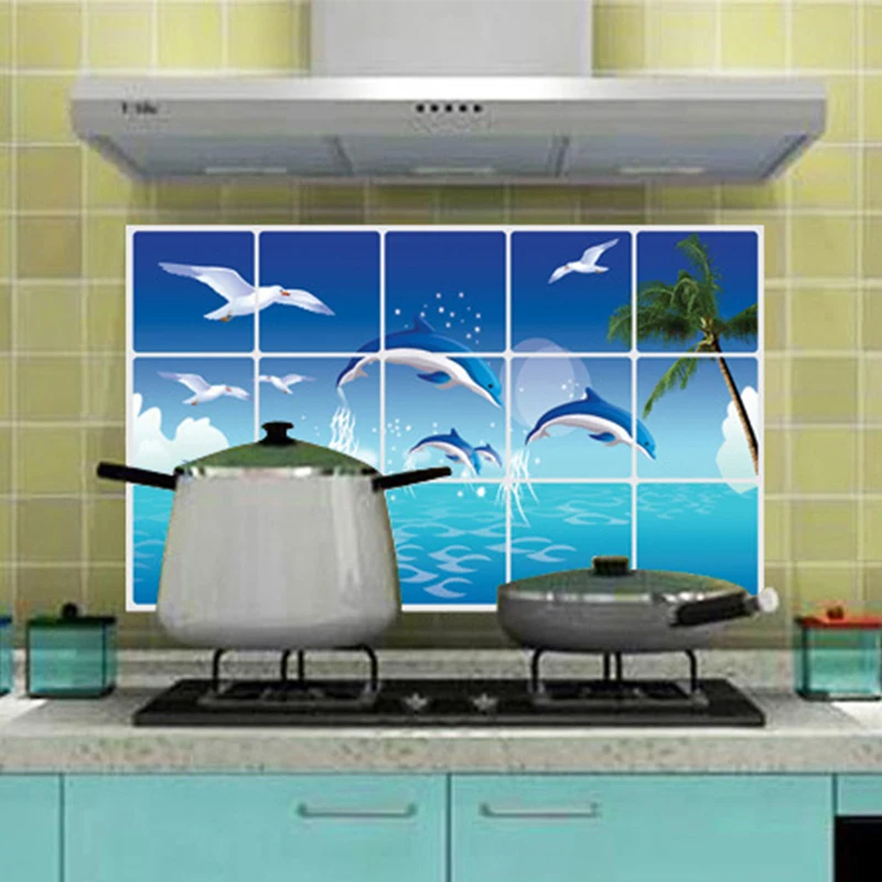 

Dolphin Wall Sticker Waterproof Oil-Proof Oil Repellency Kitchen Supply