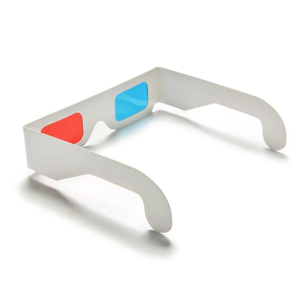 Hot 10pcs/lot Universal Anaglyph Cardboard Paper Red & Blue Cyan 3d Glasses For Movie Wholesale