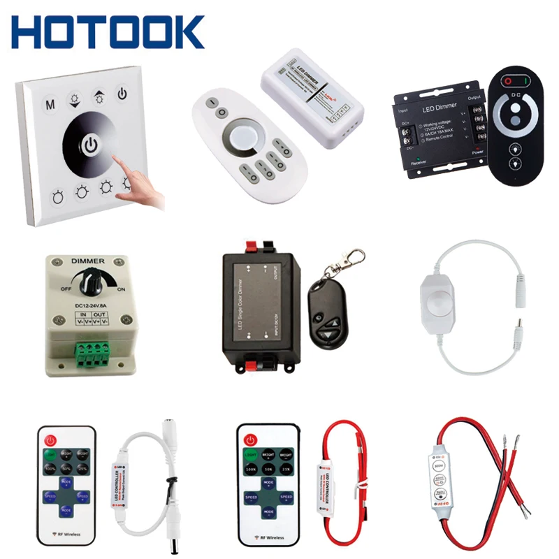 

12V 24V RF Wirelss Led Dimmer Switch Knob PWM Touch Brightness Dimmable Adjustable Controller for single color led strip lights
