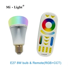 AC85-265V 2.4G Wireless E27 8W RGBWW+ Color Temperature Dimmable 2 in 1 Smart MiLight LED Bulb RGB and CCT