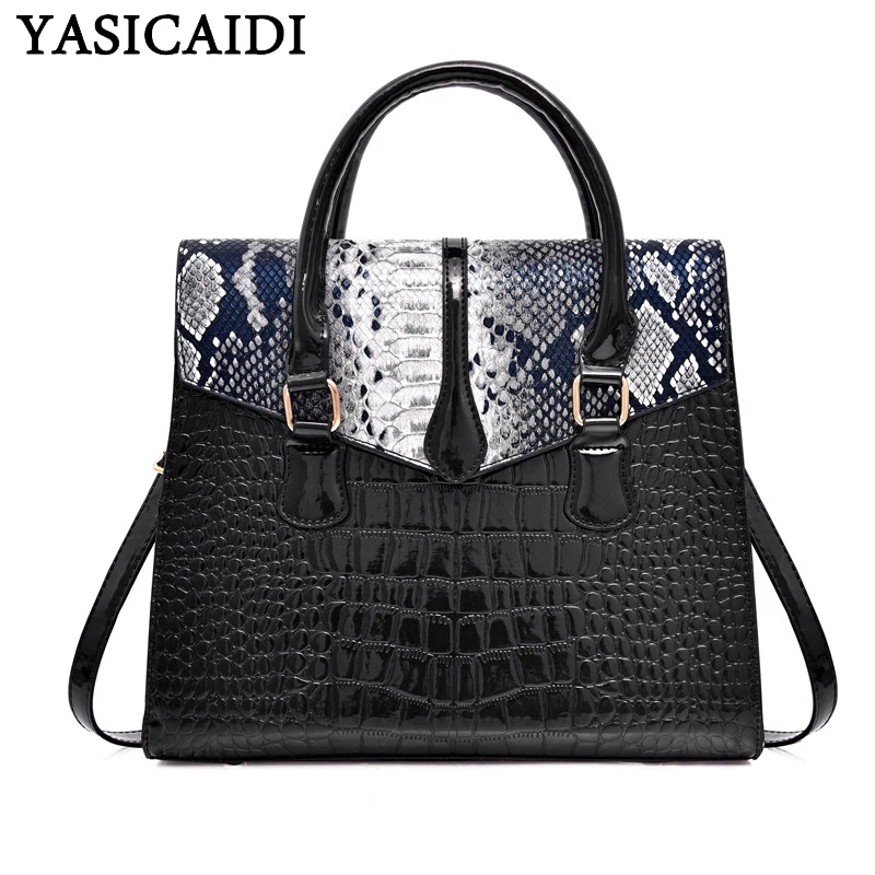 

YASICAIDI Portable Casual Tote Top-Handle Bags Luxury PU Women Handbags Large Capacity Rivet Leather Lady Crossbody Shoulder Bag