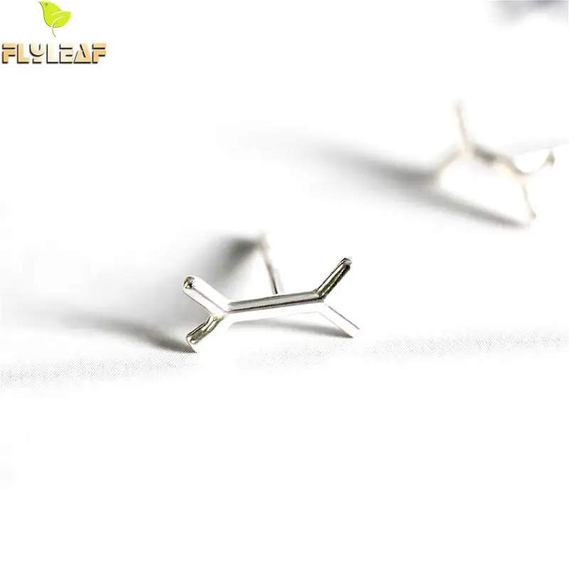 

Flyleaf 925 Sterling Silver Dog Bone Personality Stud Earrings For Women Prevent Allergy Lady Simple Fashion Jewelry